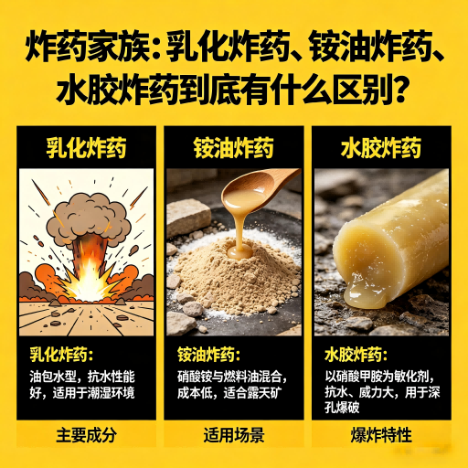 响水炸药家族：乳化炸药、铵油炸药、水胶炸药到底有什么区别？